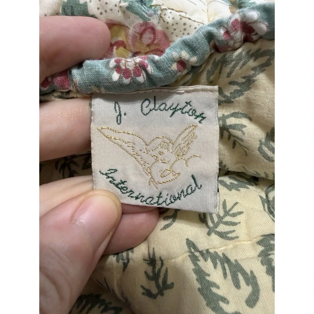 Vintage J. Clayton International Quilt Full Size Cotton Floral Flaws 80x88